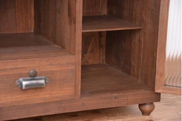 アンティーク家具　アンティーク　モールガラス脚付きローボード?(収納棚)