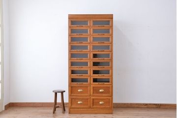 アンティーク家具　1970年頃 海外製 縦型 引き出し シャツケース(ガラスケース/ショーケース)