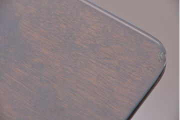 中古　北海道民芸家具ダイニングテーブル(ガラス天板付き)