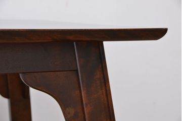 中古　北海道民芸家具ダイニングテーブル(ガラス天板付き)