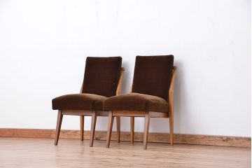 レトロ家具　昭和レトロ　ナラ材フレームの椅子　2脚セット(いす、チェア)