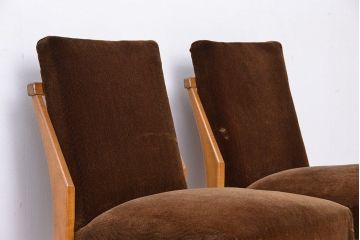 レトロ家具　昭和レトロ　ナラ材フレームの椅子　2脚セット(いす、チェア)