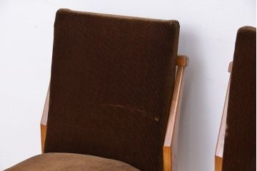 レトロ家具　昭和レトロ　ナラ材フレームの椅子　2脚セット(いす、チェア)