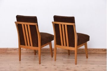 レトロ家具　昭和レトロ　ナラ材フレームの椅子　2脚セット(いす、チェア)