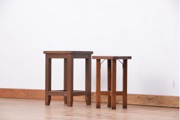 アンティーク家具　アンティーク　シンプルな角スツール　2脚セット(椅子)