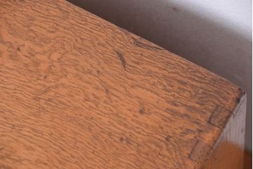 アンティーク家具　アンティーク　古いナラ材のネームプレート四段小引き出し