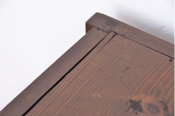 アンティーク家具　☆アンティーク　古い木の二段重ね結霜ガラス食器棚(収納棚)
