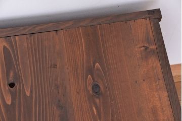 アンティーク家具　☆アンティーク　古い木の二段重ね結霜ガラス食器棚(収納棚)