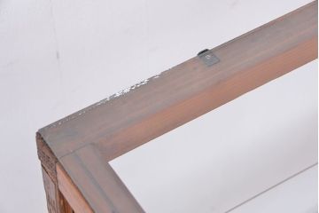 アンティーク家具　アンティーク　古い木の薄型横長ガラスケース(ショーケース、飾り棚)