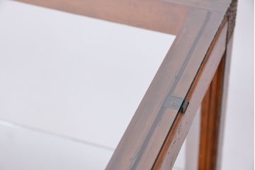 アンティーク家具　アンティーク　古い木の薄型横長ガラスケース(ショーケース、飾り棚)