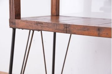 アンティーク家具　アンティーク　古い木の薄型横長ガラスケース(ショーケース、飾り棚)