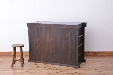 アンティーク家具　古民具・骨董　欅の杢目が素晴らしい四尺水屋箪笥サイドボード(収納棚、リビングボード)