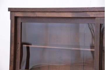 アンティーク家具　アンティーク　シンプルな引き出し付き横長収納棚(飾り棚、食器棚)