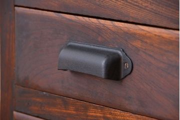 アンティーク家具　アンティーク　前面欅材のモールガラス鉄脚収納棚