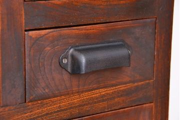 アンティーク家具　アンティーク　前面欅材のモールガラス鉄脚収納棚