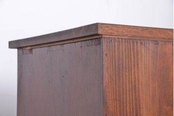 アンティーク家具　アンティーク　大正ロマン　丸窓扉の鉄脚収納棚(ローボード、サイドボード)