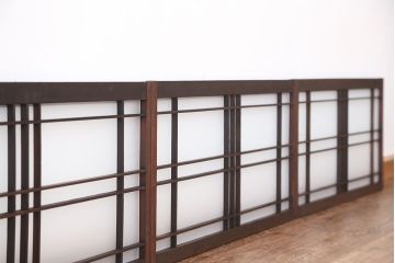 アンティーク　シンプルで小さなすりガラス戸　4枚セット(引き戸、明り取り)