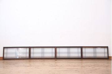 アンティーク　シンプルで小さなすりガラス戸　4枚セット(引き戸、明り取り)