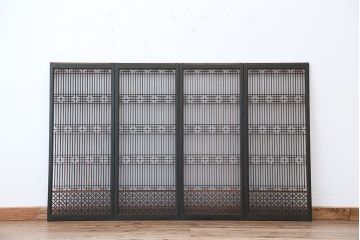 アンティーク　組子細工の格子書院戸　4枚セット(2)(建具)
