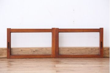 昭和レトロ　小さなモールガラス引き戸　2枚セット(ガラス戸)