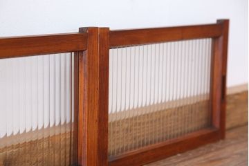 昭和レトロ　小さなモールガラス引き戸　2枚セット(ガラス戸)