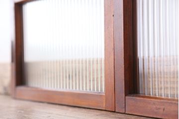 昭和レトロ　小さなモールガラス引き戸　2枚セット(ガラス戸)