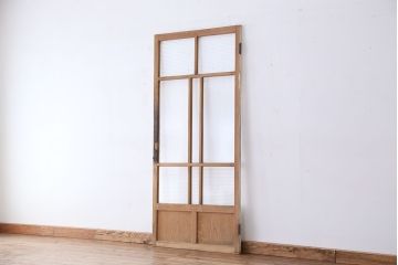 アンティーク　ペンキと木味の使い込まれたモールガラス扉1枚(ドア)