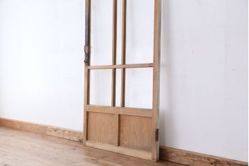 アンティーク　ペンキと木味の使い込まれたモールガラス扉1枚(ドア)