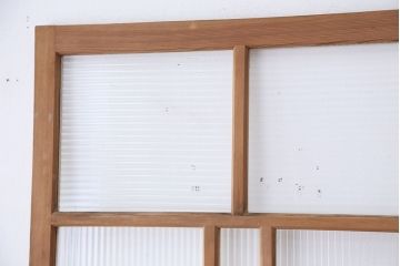 アンティーク　ペンキと木味の使い込まれたモールガラス扉1枚(ドア)