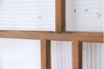 アンティーク　ペンキと木味の使い込まれたモールガラス扉1枚(ドア)