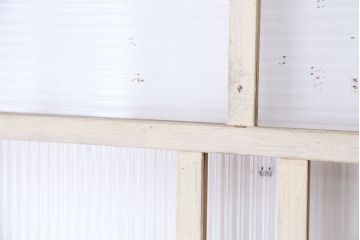 アンティーク　ペンキと木味の使い込まれたモールガラス扉1枚(ドア)