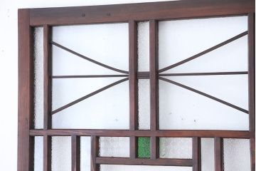大正ロマン　凝った作りの色ガラス扉1枚(ドア)