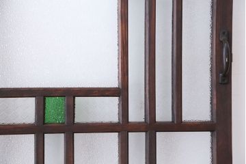 大正ロマン　凝った作りの色ガラス扉1枚(ドア)