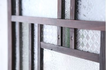 大正ロマン　凝った作りの色ガラス扉1枚(ドア)