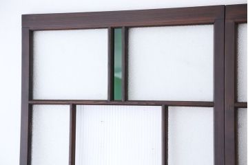 ★アンティーク　色ガラス入りのモダンなガラス戸　2枚セット(引き戸)