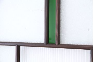 ★アンティーク　色ガラス入りのモダンなガラス戸　2枚セット(引き戸)