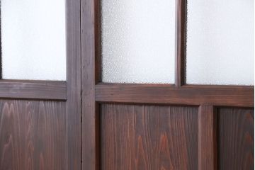★アンティーク　色ガラス入りのモダンなガラス戸　2枚セット(引き戸)