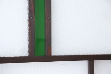 ★アンティーク　色ガラス入りのモダンなガラス戸　2枚セット(引き戸)