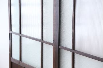 ★アンティーク　色ガラス入りのモダンなガラス戸　2枚セット(引き戸)