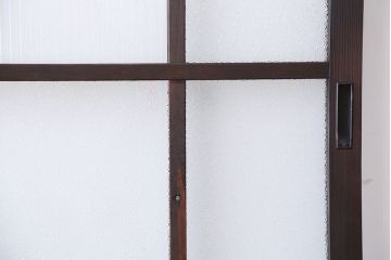 ★アンティーク　色ガラス入りのモダンなガラス戸　2枚セット(引き戸)