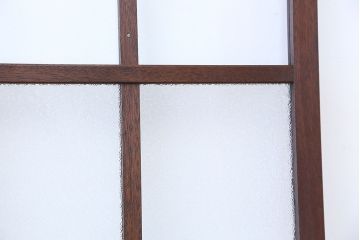 和製アンティーク　ダイヤガラス!古い木の背の低い引き戸2枚セット(ガラス戸・窓)