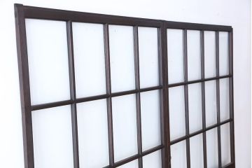 アンティーク　幅の広いシンプルなガラス戸　2枚セット(引き戸)