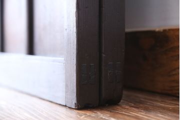 アンティーク　幅の広いシンプルなガラス戸　2枚セット(引き戸)