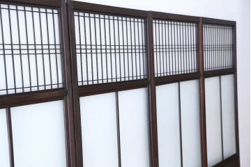 古民具・骨董　上質な作り込みの結霜ガラス引き戸　4枚セット(ガラス戸)