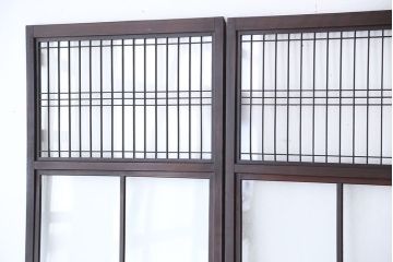 古民具・骨董　上質な作り込みの結霜ガラス引き戸　4枚セット(ガラス戸)