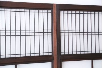 古民具・骨董　上質な作り込みの結霜ガラス引き戸　4枚セット(ガラス戸)