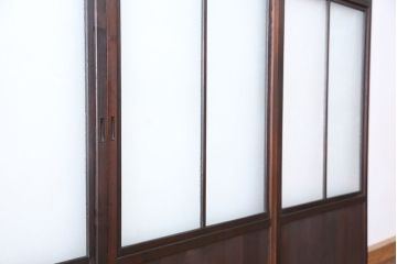 古民具・骨董　上質な作り込みの結霜ガラス引き戸　4枚セット(ガラス戸)
