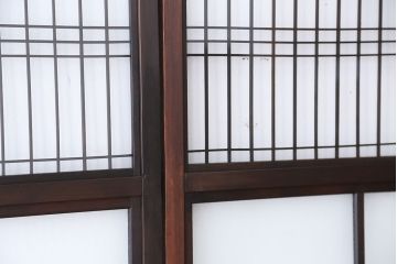 古民具・骨董　上質な作り込みの結霜ガラス引き戸　4枚セット(ガラス戸)