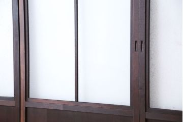 古民具・骨董　上質な作り込みの結霜ガラス引き戸　4枚セット(ガラス戸)