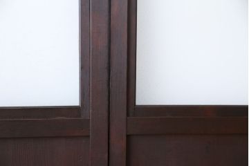 古民具・骨董　上質な作り込みの結霜ガラス引き戸　4枚セット(ガラス戸)